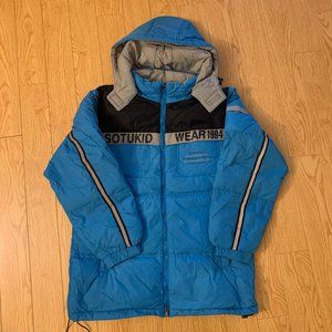 Boys Blue Grey Winter Down Jacket Coat Lightweight